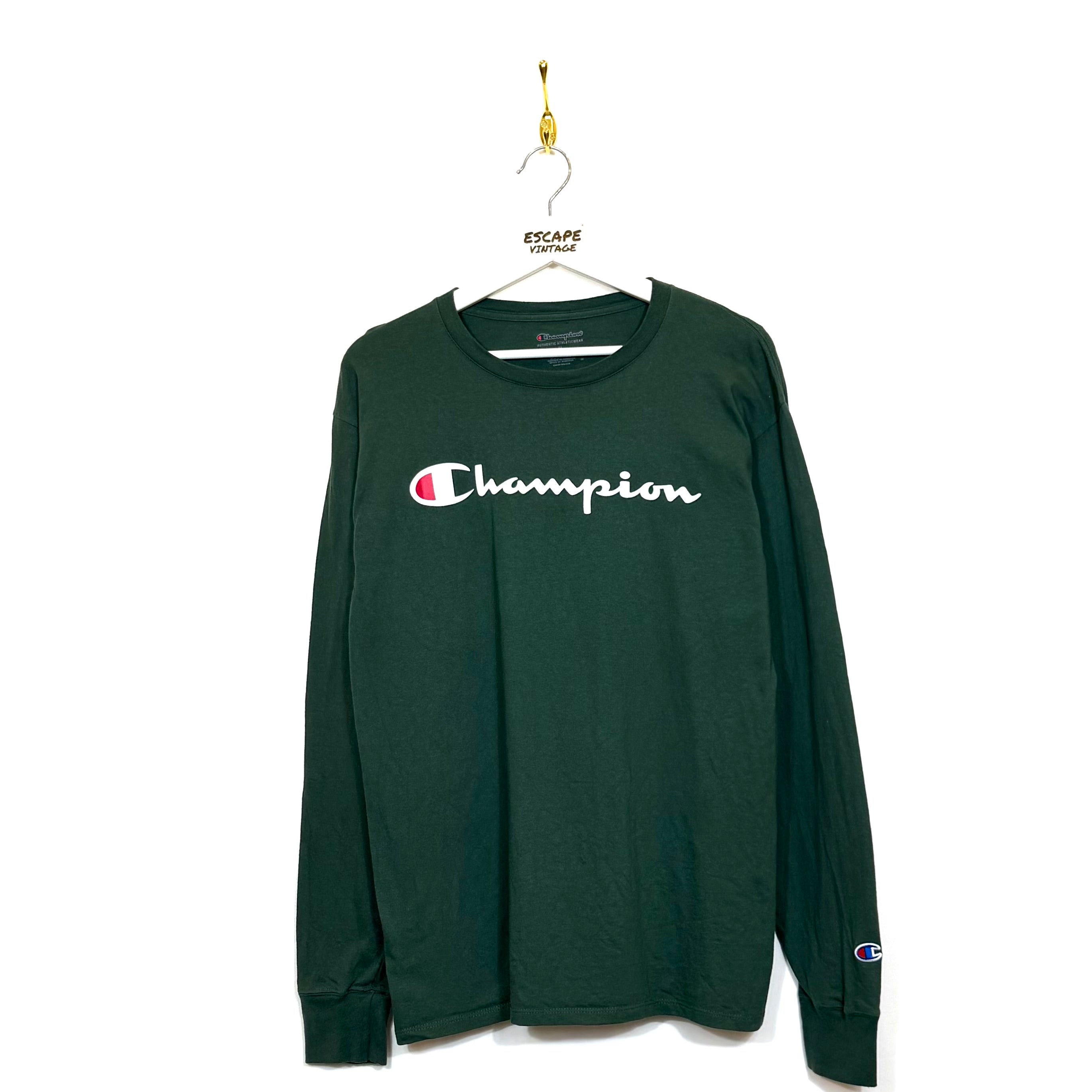 00s T-Shirt Champion Maniche Lunghe Vintage [M]