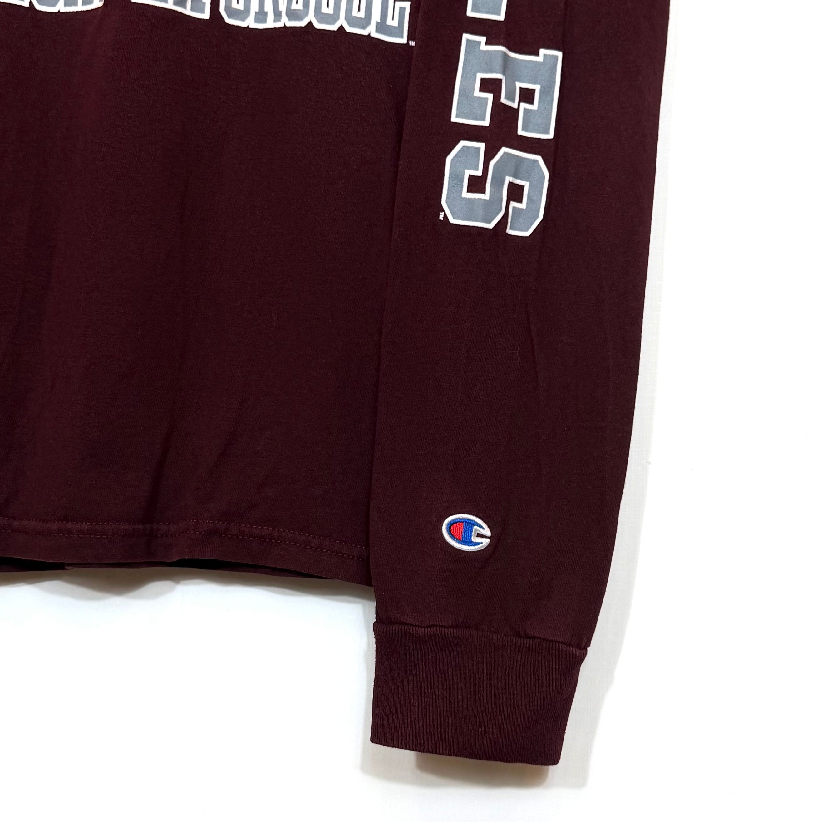 00s T-Shirt Champion Maniche Lunghe Vintage [S]