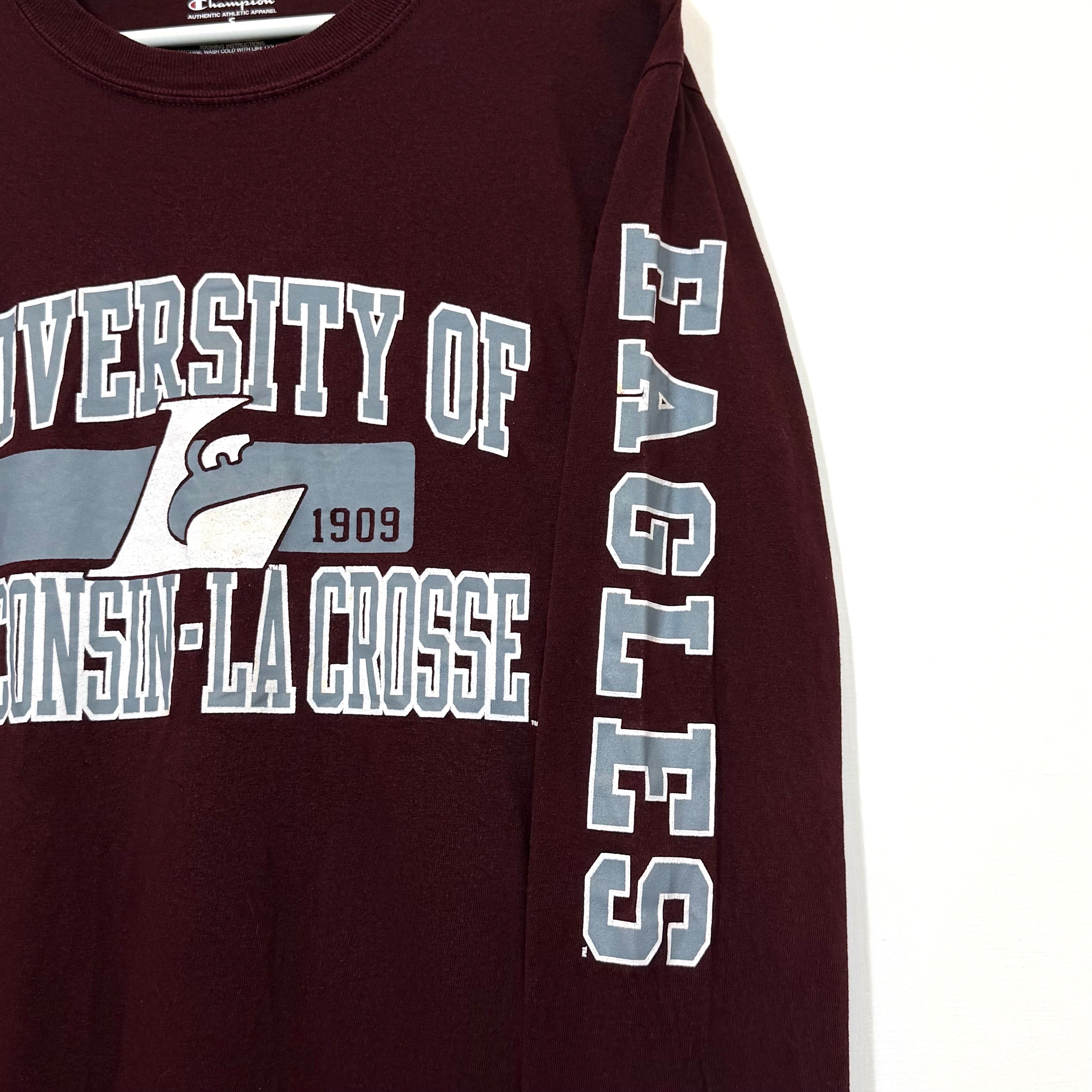00s T-Shirt Champion Maniche Lunghe Vintage [S]