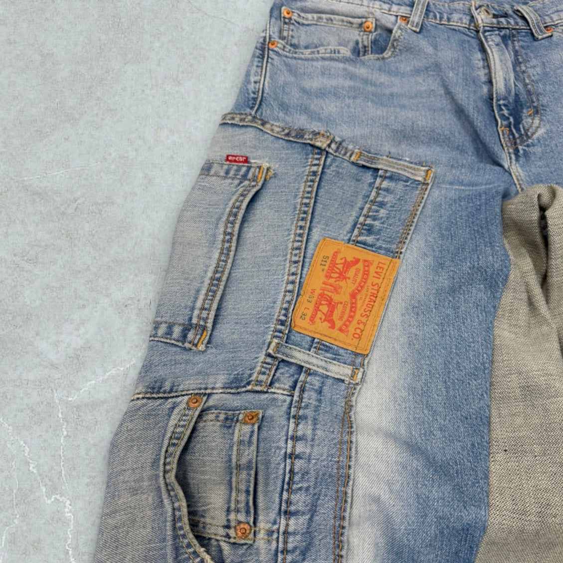 Jeans Levis 501 Patchwork Super Baggy Vintage [48 IT]