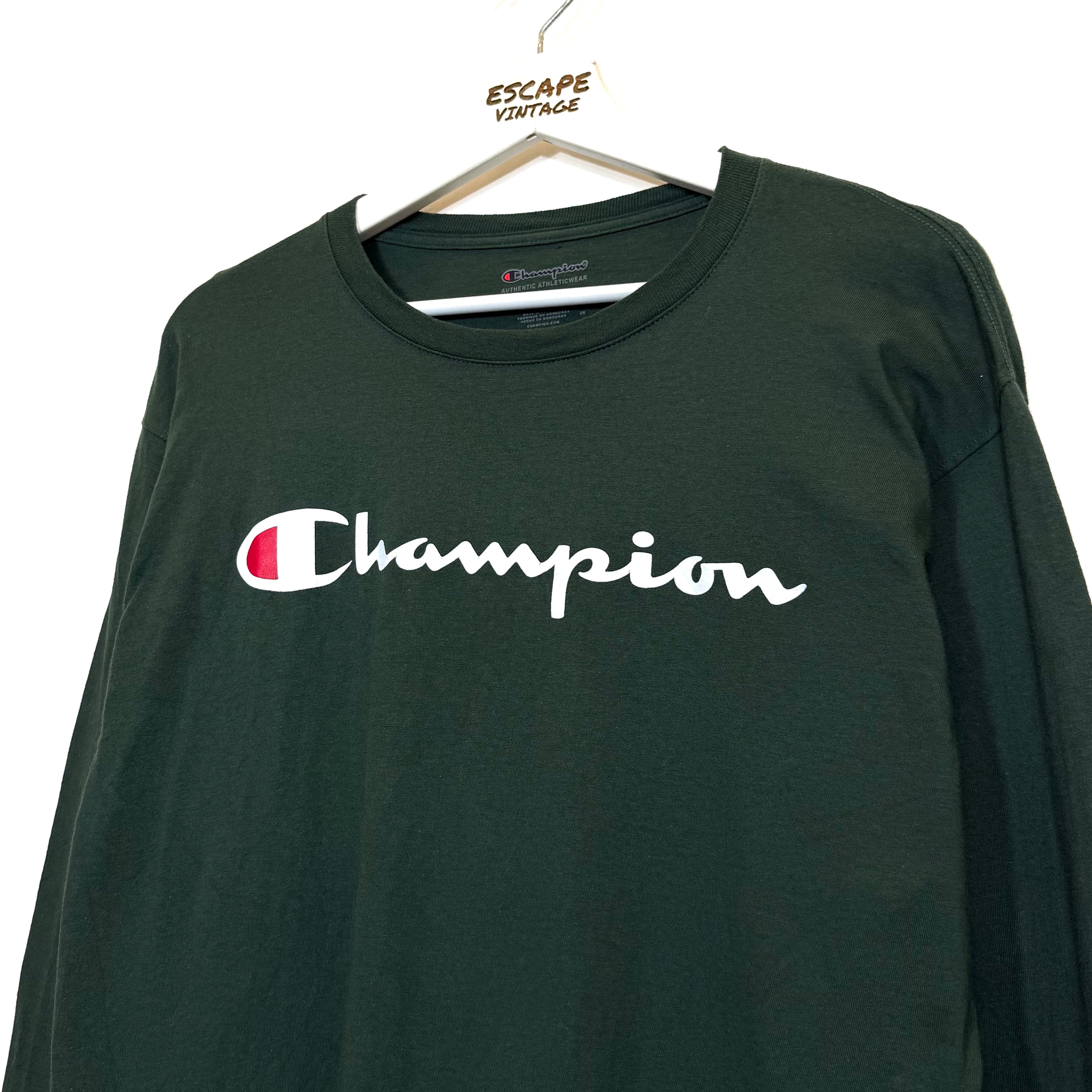00s T-Shirt Champion Maniche Lunghe Vintage [M]